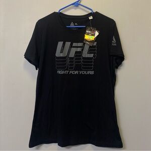 Reebok Women's UFC Black Fan Gear Logo Graphic T-Shirt Size XL FK2357